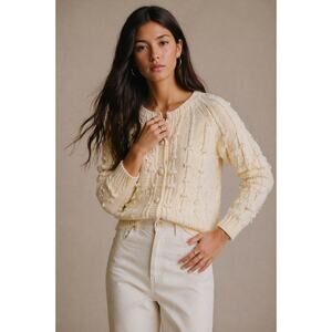 Sezane Rare Elmut Cream Ecru Cardigan Chunky Knit Wool Cashmere Small Bauble